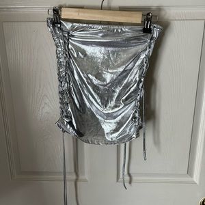 Mini shiny silver skirt